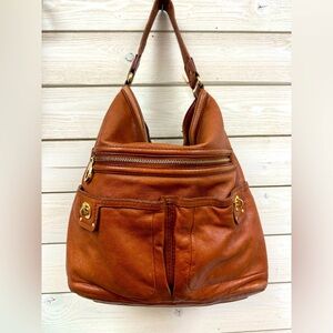 Marc by Marc Jacobs Classic Q Hillier Hobo Bag in Cognac Brown Leather